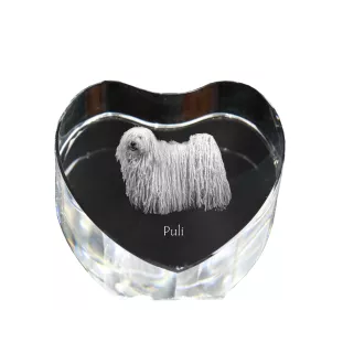 Puli - Hundebild im Kristall, Kristallherz, einzigartiger Bilderrahmen der Marke Art-Dog