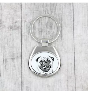 Mops, Pug, Carlin, Carlino, Doguillo - Schlüsselanhänger mit Hund, Anhänger mit Aufdruck, personalisierter Anhänger der Marke Art-Dog