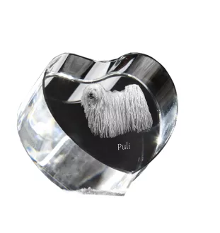 Puli - Hundebild im Kristall, Kristallherz, einzigartiger Bilderrahmen der Marke Art-Dog
