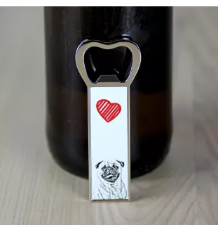 Pug - bottle opener with a dog, personalized fridge opener, unique gift for a man by Art-Dog brand