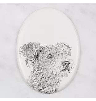 Pumi, Hungarian Pumi, Hungarian herding terrier - commemorative plaque with a photo of a dog, tombstone with a print, personalized oval plaque from the Art-Dog brand