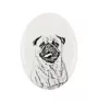 Mops, Pug, Carlin, Carlino, Doguillo - Gedenktafel mit einem Foto eines Hundes, Grabplatte mit Druck, personalisierte ovale Platte der Marke Art-Dog