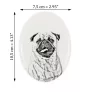 Mops, Pug, Carlin, Carlino, Doguillo - Gedenktafel mit einem Foto eines Hundes, Grabplatte mit Druck, personalisierte ovale Platte der Marke Art-Dog