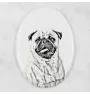 Mops, Pug, Carlin, Carlino, Doguillo - Gedenktafel mit einem Foto eines Hundes, Grabplatte mit Druck, personalisierte ovale Platte der Marke Art-Dog