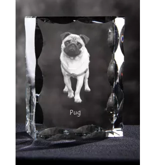Mops, Pug, Carlin, Carlino, Doguillo - Kristall mit einem Hundebild, Glasstatuette mit einem Bild, einzigartiger Bilderrahmen der Marke Art-Dog