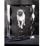 Pug - crystal with a picture of a dog, glass statuette with a picture, unique frame with a picture from Art-Dog brand