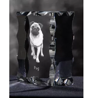 Mops, Pug, Carlin, Carlino, Doguillo - Kristall mit einem Hundebild, Glasstatuette mit einem Bild, einzigartiger Bilderrahmen der Marke Art-Dog