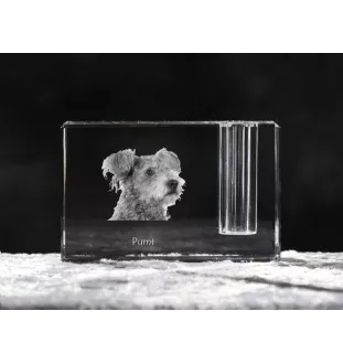 Pumi - Stifthalter, Kristallorganizer mit Hundefoto, einzigartige Schreibtischdekoration der Marke Art-Dog