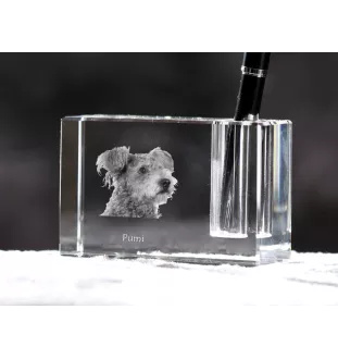 Pumi - Stifthalter, Kristallorganizer mit Hundefoto, einzigartige Schreibtischdekoration der Marke Art-Dog