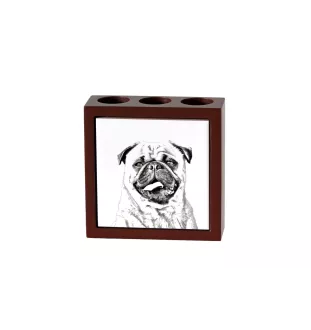 Mops, Pug, Carlin, Carlino, Doguillo - Stifthalter mit Hund, Schreibtischorganizer mit Aufdruck, personalisierte Schreibtischdekoration der Marke Art-Dog