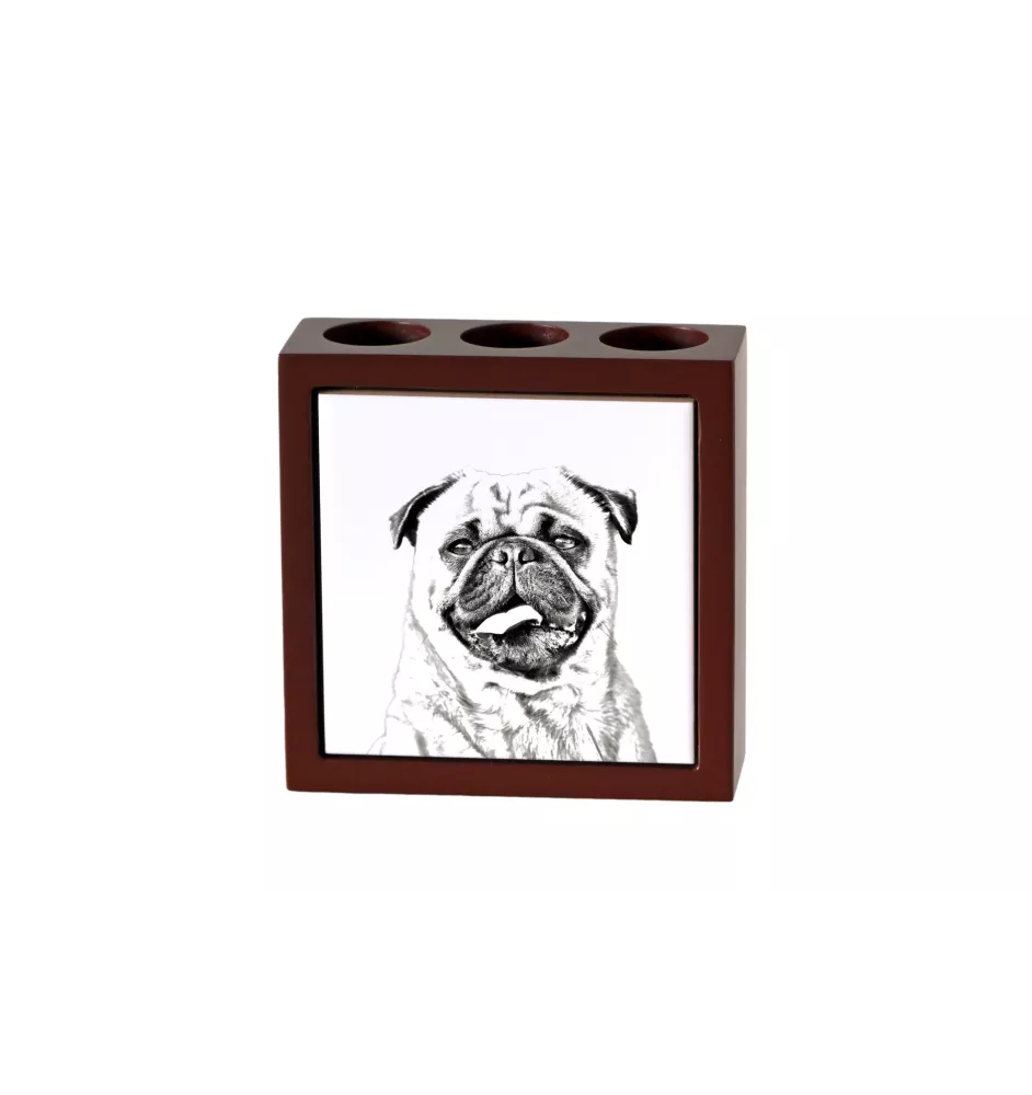 Carlin, Pug, Mops - porte-stylo avec chien, organiseur de bureau avec impression, décoration de bureau personnalisée de la marque Art-Dog