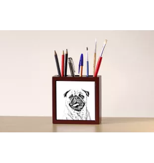 Mops, Pug, Carlin, Carlino, Doguillo - Stifthalter mit Hund, Schreibtischorganizer mit Aufdruck, personalisierte Schreibtischdekoration der Marke Art-Dog