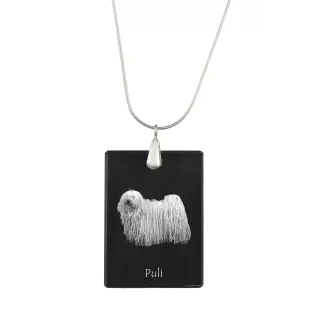 Puli, Hungarian Water Dog - Crystal pendant with dog, silver necklace with photo, personalised pendant by Art-Dog brand