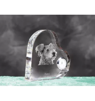 Pumi - Kristalluhr mit einem Hundebild, Herzregal-Uhr, personalisierte Standuhr der Marke Art-Dog
