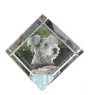 Pumi, Hungarian Pumi, Hungarian herding terrier - crystal cube with a photo, photo of a horse in crystal, cubic paperweight from Art-Dog brand