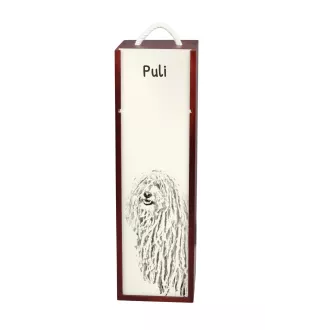 Puli, Puli Hongrois - boîte à vin avec chien, boîte à alcool avec graphisme, boîte cadeau personnalisée de la marque Art-Dog