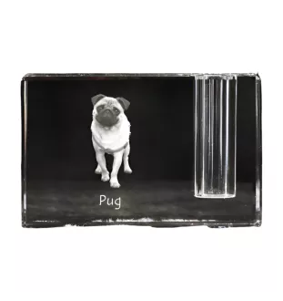 Pug - Pen stand, crystal organiser with dog photo, unique desk decoration by Art-Dog brand