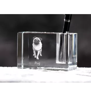 Carlin, Pug, Mops - Porte-stylos, organiseur en cristal avec photo de chien, décoration de bureau unique par la marque Art-Dog
