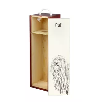 Puli, Hungarian Water Dog - wine box with a dog, alcohol box with graphics, personalized gift box from the Art-Dog brand