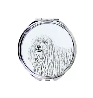 Puli, Hungarian Water Dog - Pocket mirror with a dog, personalized mirror for a purse, compact mirror with Art-Dog brand print.