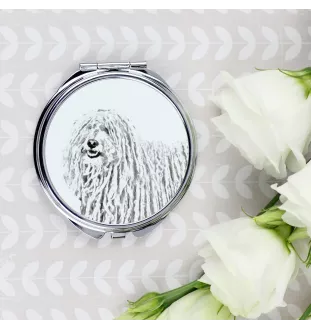 Puli, Hungarian Water Dog - Pocket mirror with a dog, personalized mirror for a purse, compact mirror with Art-Dog brand print.