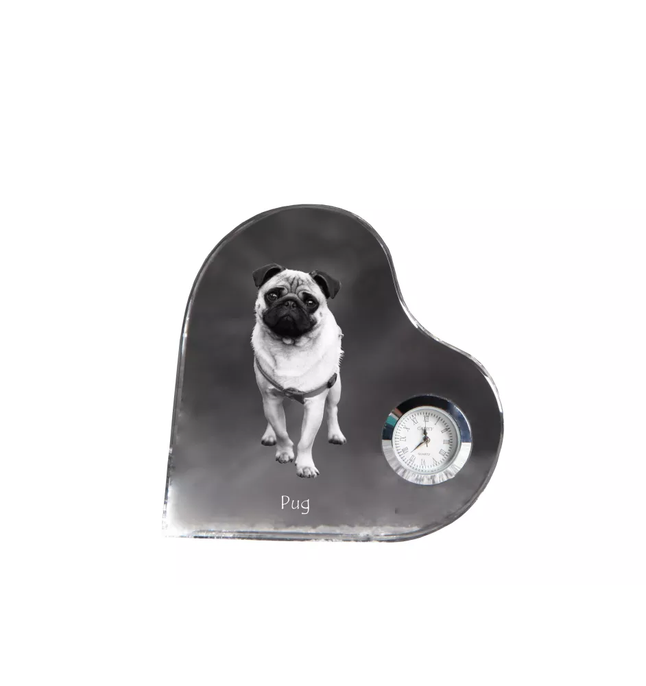 Mops, Pug zegar w kształcie serca z psem Art-Dog