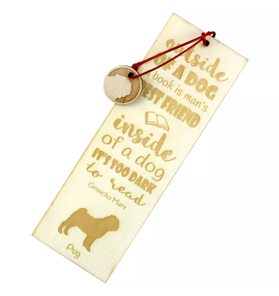 Mops, Pug, Carlin, Carlino, Doguillo - Lesezeichen mit Hund, personalisiertes Lesezeichen, Geschenk für Bücherwurm von der Marke Art-Dog
