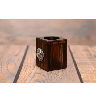 Mops, Pug, Carlin, Carlino, Doguillo I - Holzkerzenständer mit Hund, einzigartiges Andenken an den Verlust eines Hundes, Handwerkskunst der Marke Art-Dog