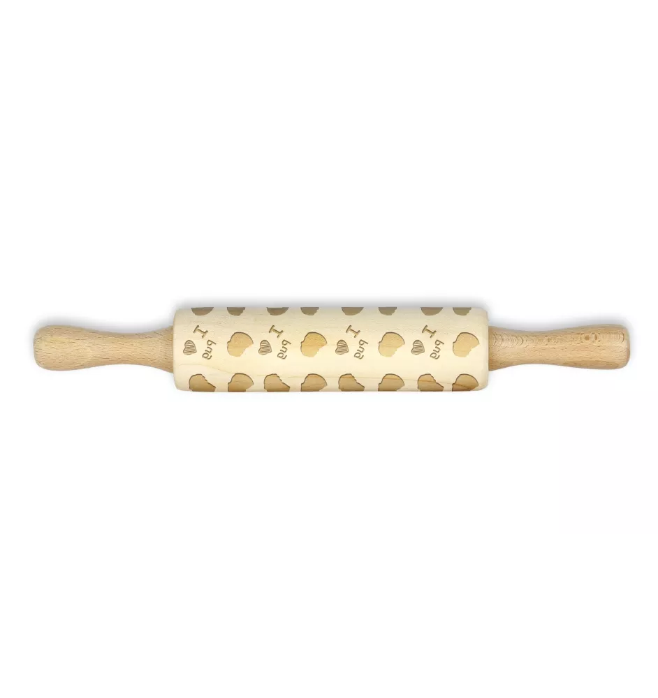 Pug - small rolling pin with a dog pattern, a rolling pin for children's dough, decorating ceramic clay by Art-Dog brand