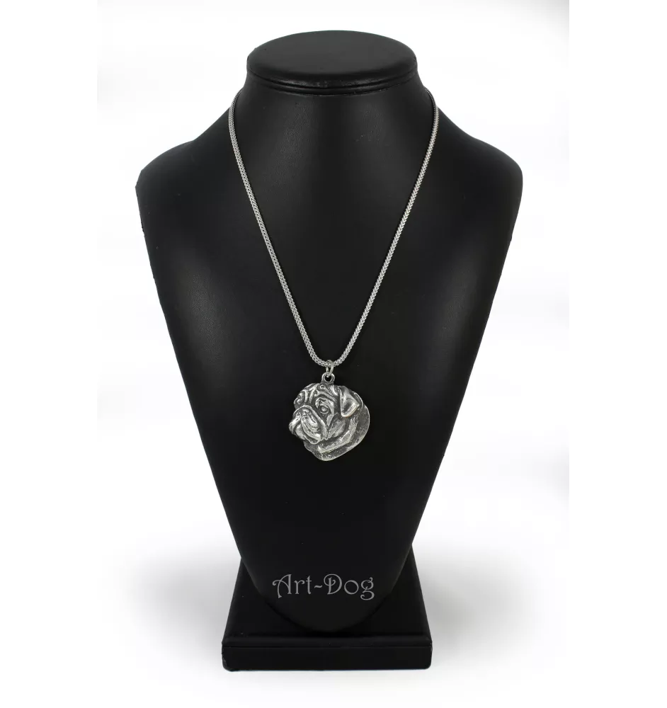 Pug I - necklace with a dog, dog pendant on a silver chain, unique jewelry from the Art-Dog brand