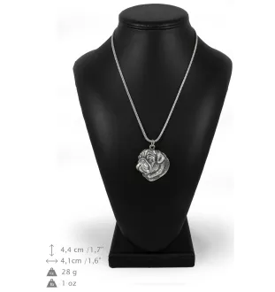 Carlin, Pug, Mops I - un collier avec un chien, un pendentif de chien sur une chaîne en argent, un bijou unique de la marque Art-Dog