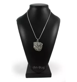 Mops, Pug, Carlin, Carlino, Doguillo II - Halskette mit Hund, Hundeanhänger an einer silbernen Kette, einzigartiger Schmuck der Marke Art-Dog