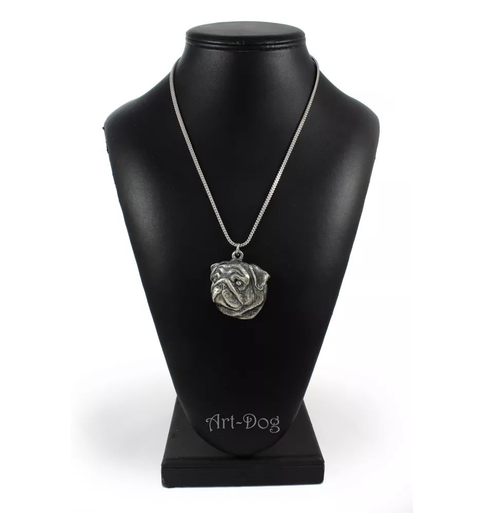 Mops, Pug, Carlin, Carlino, Doguillo II - Halskette mit Hund, Hundeanhänger an einer silbernen Kette, einzigartiger Schmuck der Marke Art-Dog