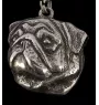 Carlin, Pug, Mops II - un collier avec un chien, un pendentif de chien sur une chaîne en argent, un bijou unique de la marque Art-Dog