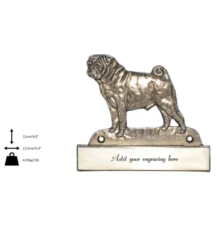 Mops, Pug, Carlin, Carlino, Doguillo - Haustürschild mit Hund, Messingschild mit Namen, personalisiertes Türschild mit Markennamen Art-Dog