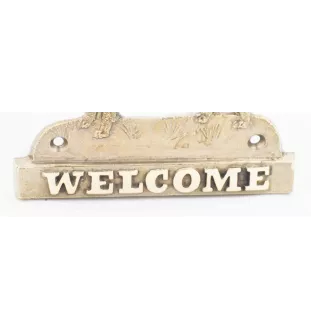 Mops, Pug, Carlin, Carlino, Doguillo - Türschild mit Hund, messingfarbenes Willkommensschild, einzigartiges Schild mit der Aufschrift Welcome von der Marke Art-Dog