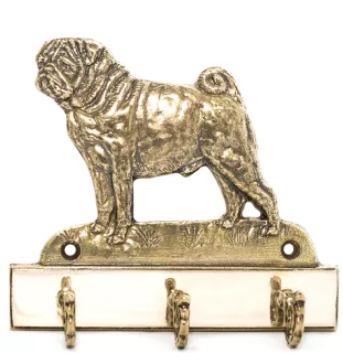 Pug - key holder with a dog, brass handle for dog accessories, an elegant decoration for the hallway from the Art-Dog brand.
