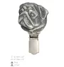 Pug - brooch with a clip, holder for a start number, silver-plated dog show pin from the Art-Dog brand