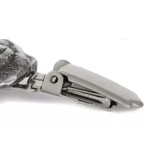 Mops, Pug, Carlin, Carlino, Doguillo - Brosche mit Clip, Startnummernhalter, versilberte Anstecknadel für Hundeausstellungen der Marke Art-Dog