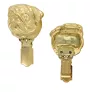 Mops, Pug, Carlin, Carlino, Doguillo - Brosche mit Clip, vergoldeter Startnummernhalter, elegante Hundeaustellungsnadel der Marke Art-Dog