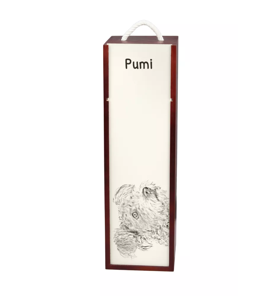 Pumi - boîte à vin avec chien, boîte à alcool avec graphisme, boîte cadeau personnalisée de la marque Art-Dog