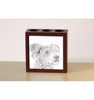Pumi, Hungarian Pumi, Hungarian herding terrier - pen holder with a dog, desk organizer with a print, personalized desk decoration from the Art-Dog brand.