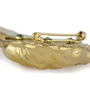 Pug - brooch with a clip, gold-plated holder for a start number, a gift for a dog show by Art-Dog brand.