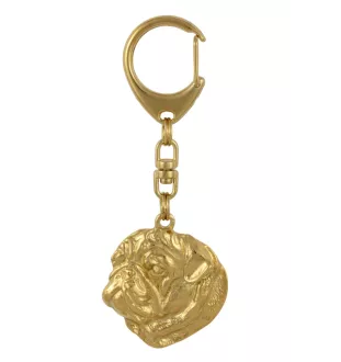 Carlin, Pug, Mops I - porte-clés et collier avec chien dans une boîte, produit plaqué or de haute qualité, marque Art-Dog