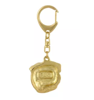 Carlin, Pug, Mops II - porte-clés et collier avec chien dans une boîte, produit plaqué or de haute qualité, marque Art-Dog