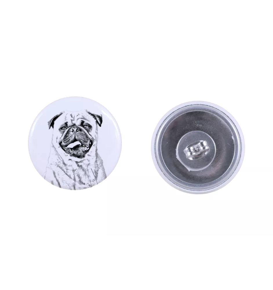Carlin, Pug, Mops - boucles d'oreilles uniques avec un chien, votre animal de compagnie sur un porte-clés, marque propre Art-Dog