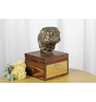 Pug - urn for dog ashes with a statuette, small urn for a dog, personalized urn with a bust of a dog by Art-Dog brand