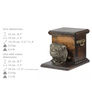 Carlin, Pug, Mops - urne pour les cendres d'un chien avec une statuette, une urne élégante pour chien, une urne exceptionnelle avec un buste de chien de la marque Art-Dog