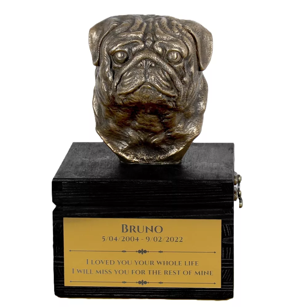 Mops, Pug urny na pudełku czarne Art-Dog