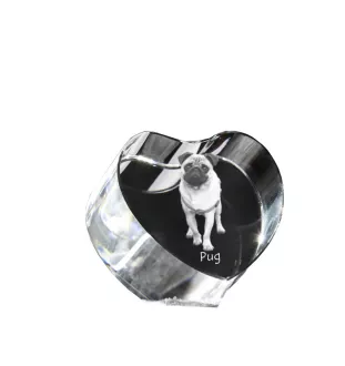 Carlin, Pug, Mops - une photo de chien dans un cristal, un cœur en cristal, un cadre photo exceptionnel de la marque Art-Dog